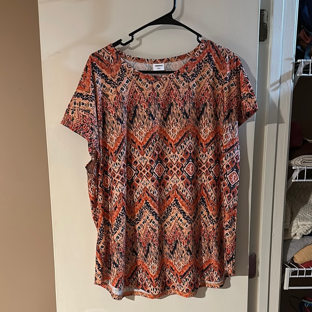 Just My Size Orange and Black Geometric Blouse